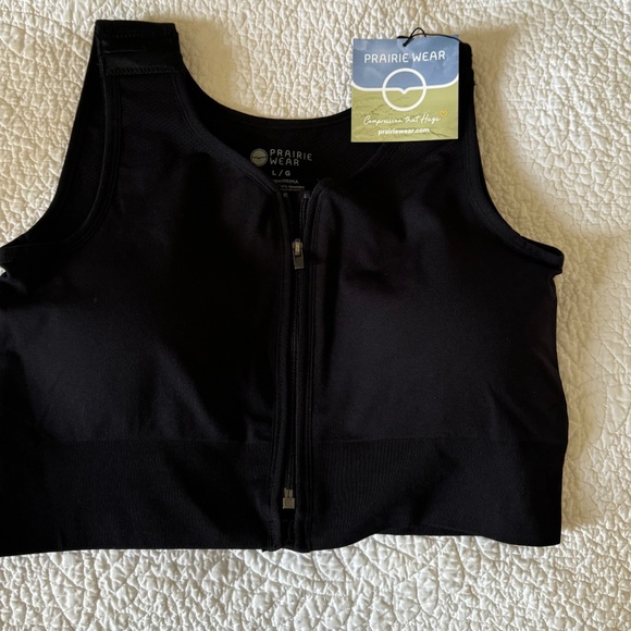 Prairie Wear HUGGER PRIMA Women L Large 38-40 Black Stretch Compression Zip Bra - Picture 2 of 15